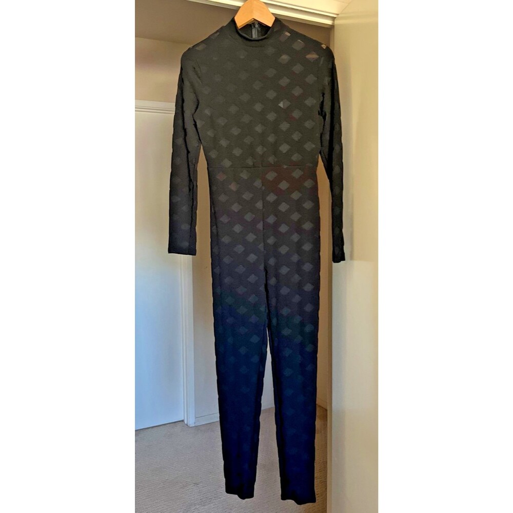 Fashion Nova See Right Through Mesh Jumpsuit Black L NWT